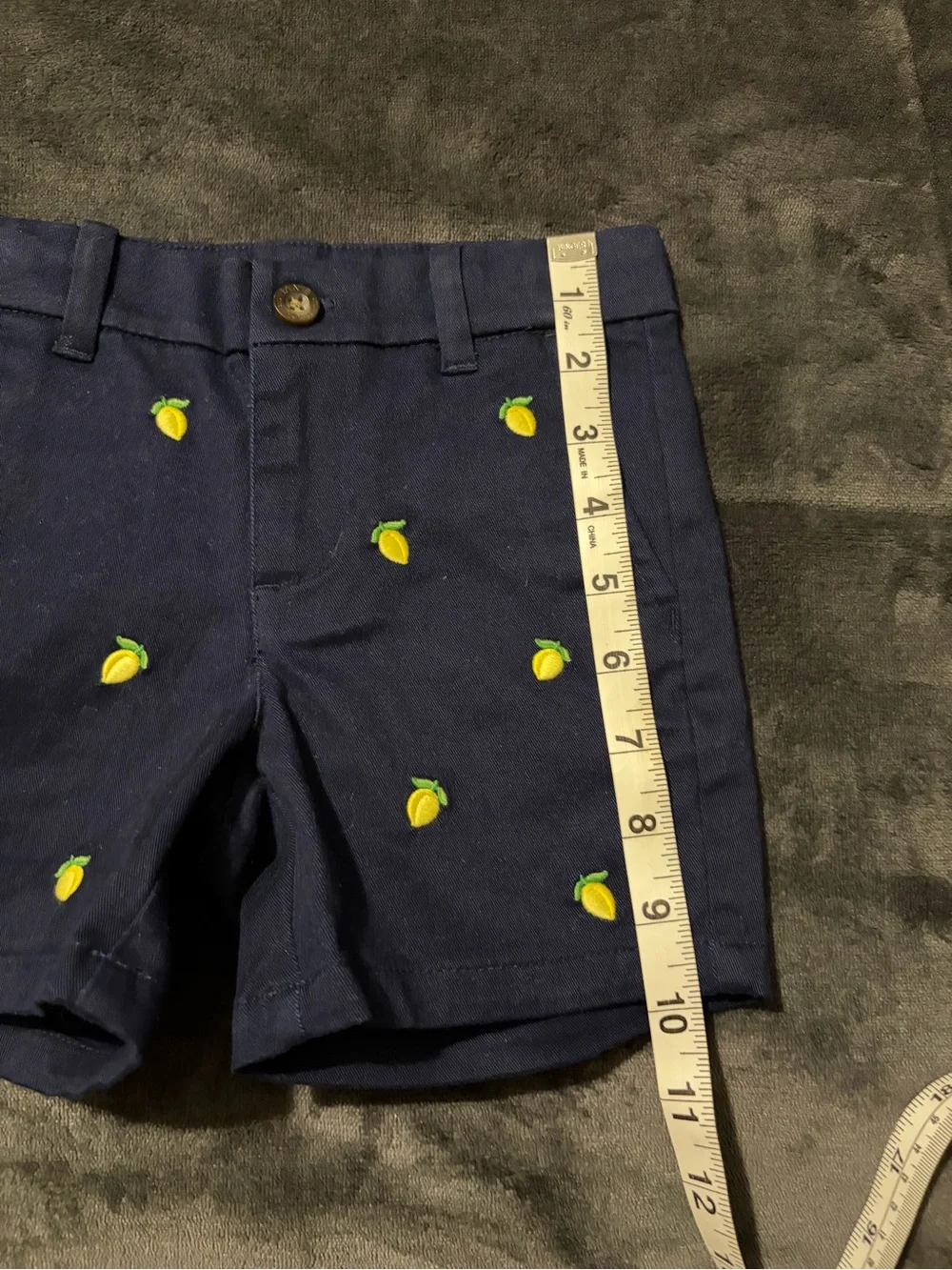 Janie and Jack boys Navy Shorts with Yellow Lemon Embroidery -2T